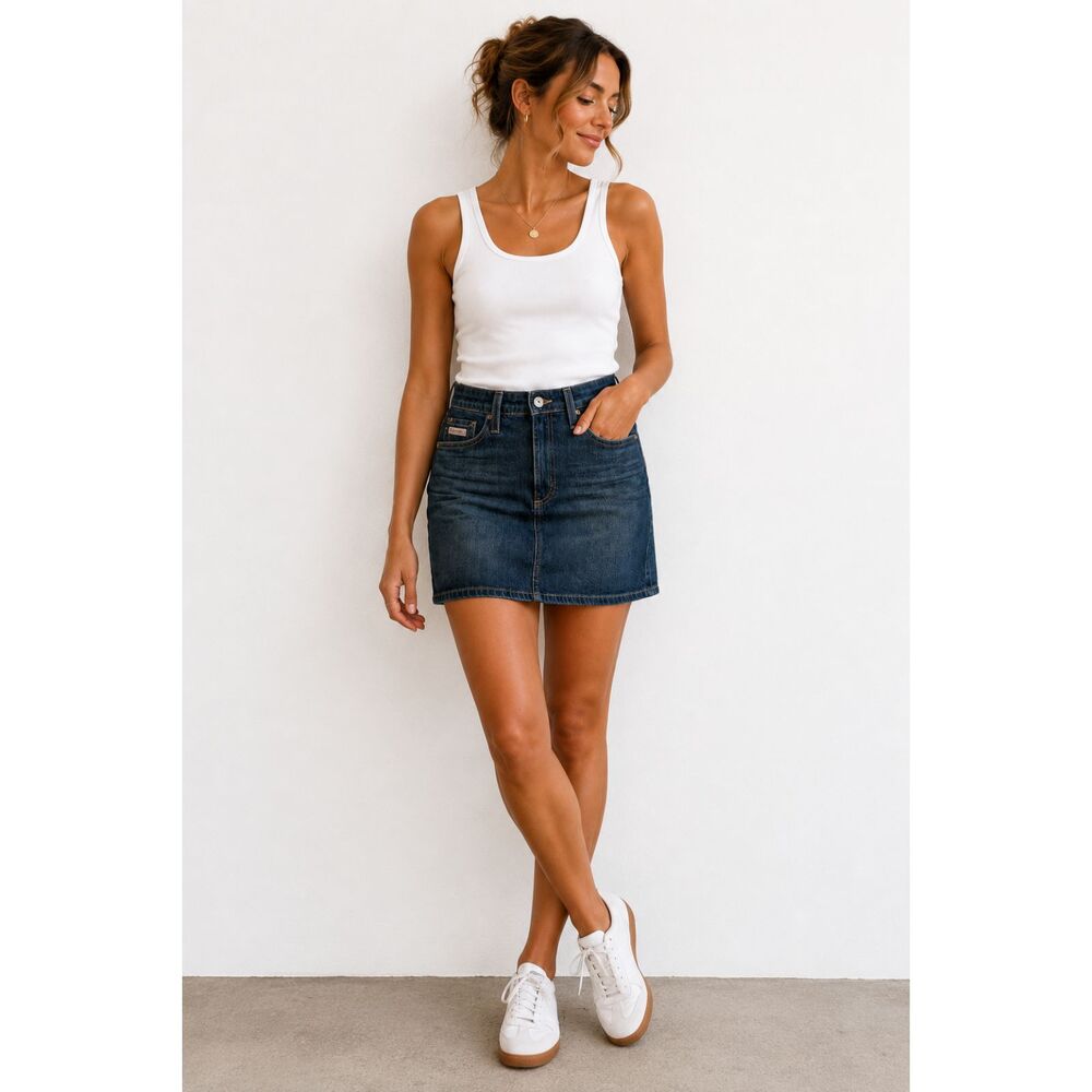 NWOT AG Adriano Goldschmied Denim Mini Skirt Women’s 27 Blue Y2K Classic